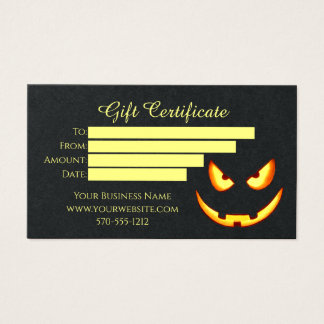 Certificado de Presente - Papel preto com Pumpkin