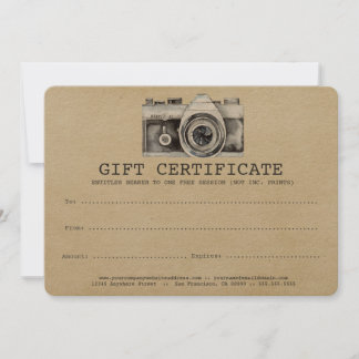 Certificado de Presente para Câmera Fotógrafo Prof
