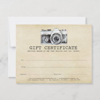Certificado de Presente para Câmera Fotógrafo Prof