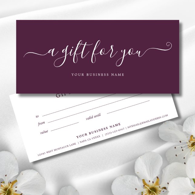 Certificado de Presente para Empresa Roxo Simples (Purple Plum Gift Certificate)