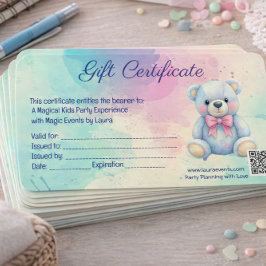 Certificado de Presente para Festa Infantil do Urs