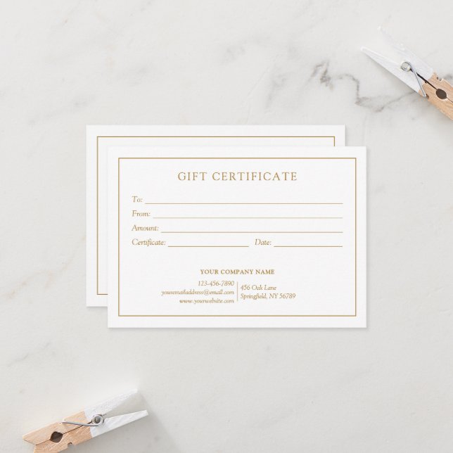 Certificado de presente para logotipo Dourado come (Frente/Verso In Situ)