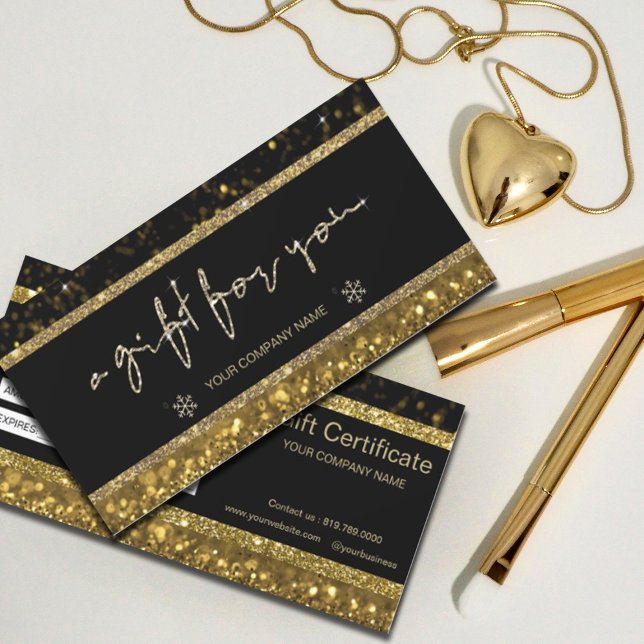 Certificado de Presente para Luzes de Falha Dourad (#zazzlemade #giftcard #glittergold #certificate)
