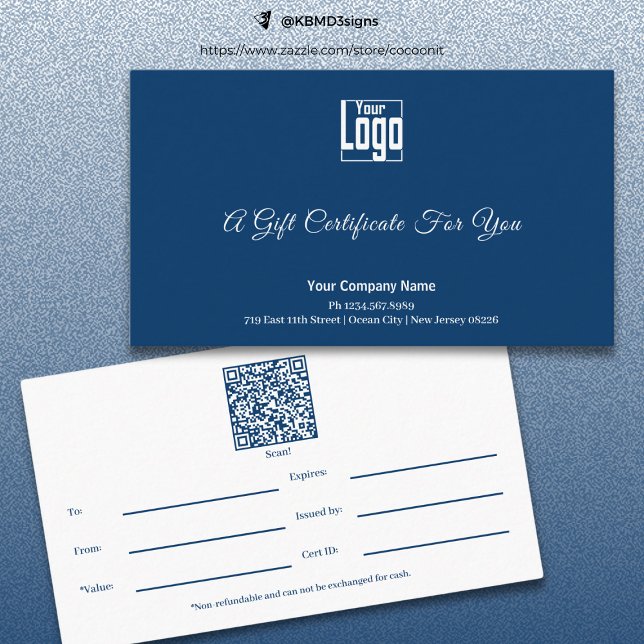 Certificado de Presente para Pequenas Empresas Bra (Modern Blue White Small Business Gift Certificate)