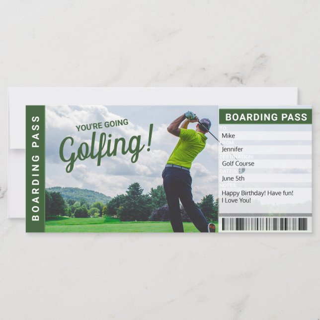 Certificado de Presente para Viagem de Golfe Cartã (Frente)