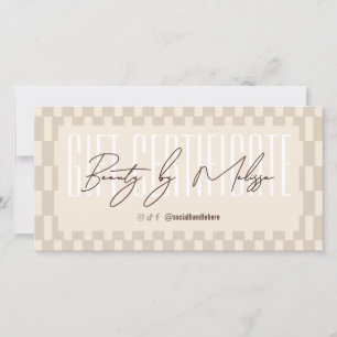 Certificado de Presente Pastel Bege Retro Moderno