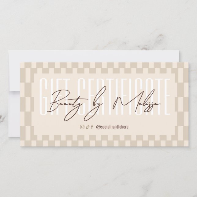 Certificado de Presente Pastel Bege Retro Moderno (Frente)
