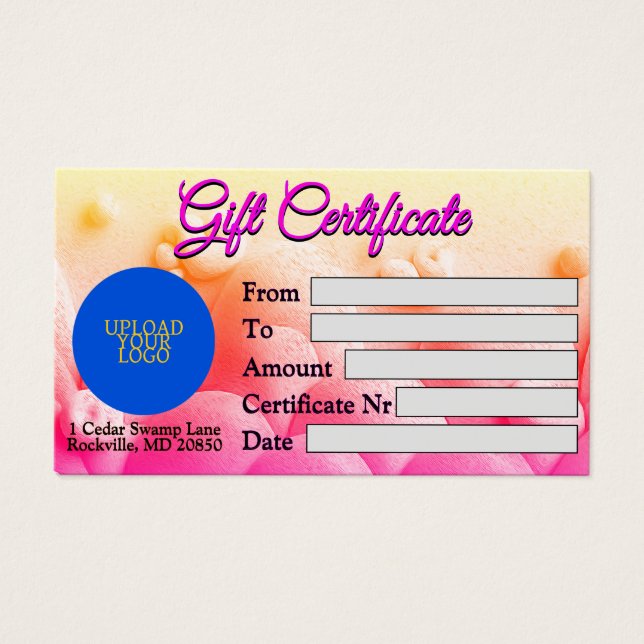 Certificado de Presente Pastel Quente Personalizad (Frente)