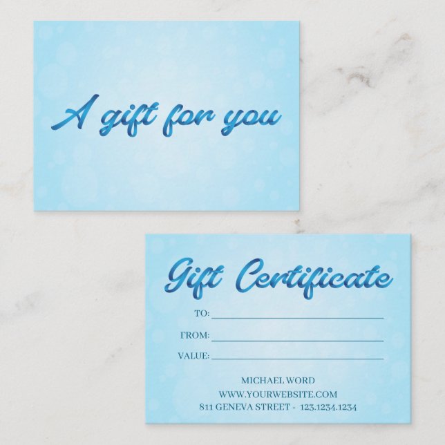 Certificado de Presente Pequena Empresa Calligraph (Frente/Verso)