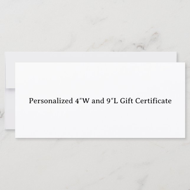 Certificado de presente personalizado de 4″W e 9″L (Frente)