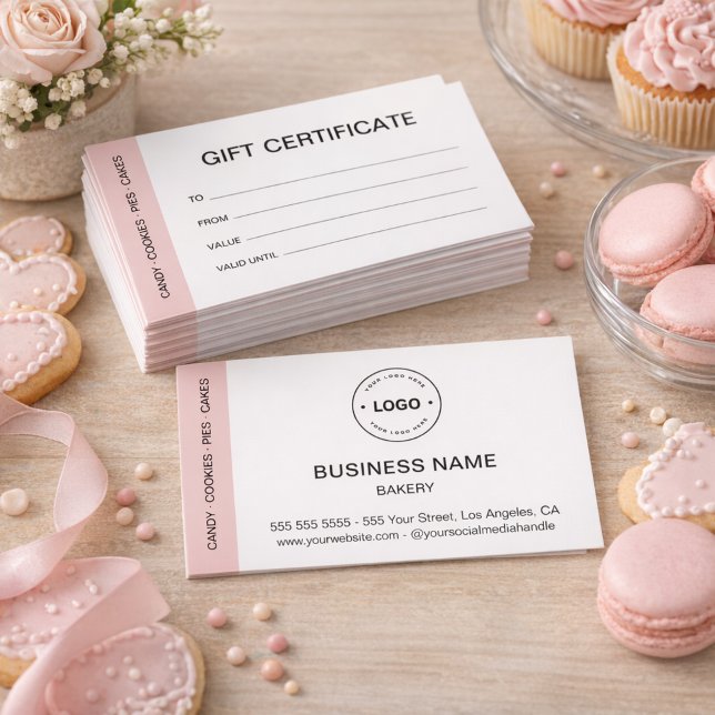Certificado de Presente Personalizado para Padaria (Bakery Custom Logo Business Gift Certificate)