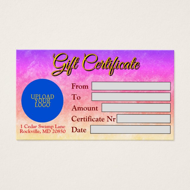Certificado de Presente Personalizável Elegante (Frente)