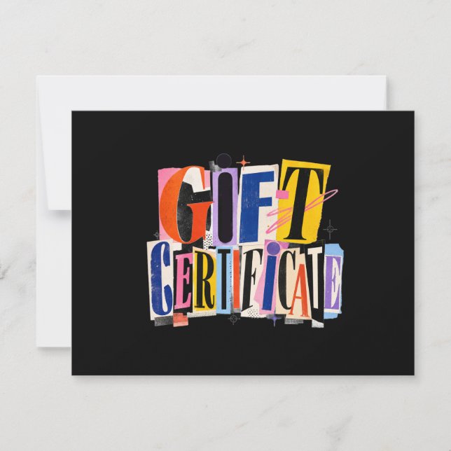 Certificado de Presente Preto Colorido para Negóci (Frente)