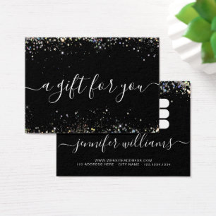 Certificado de Presente Preto Glitter Holográfico 