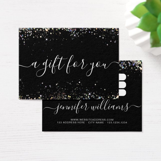Certificado de Presente Preto Glitter Holográfico  (Mesa)