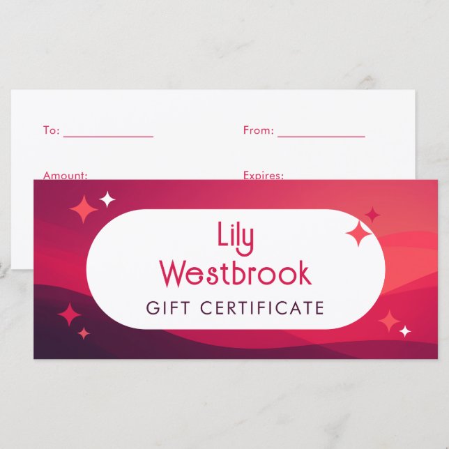 Certificado de Presente Retro Vermelho Groovy Mode (Frente/Verso)