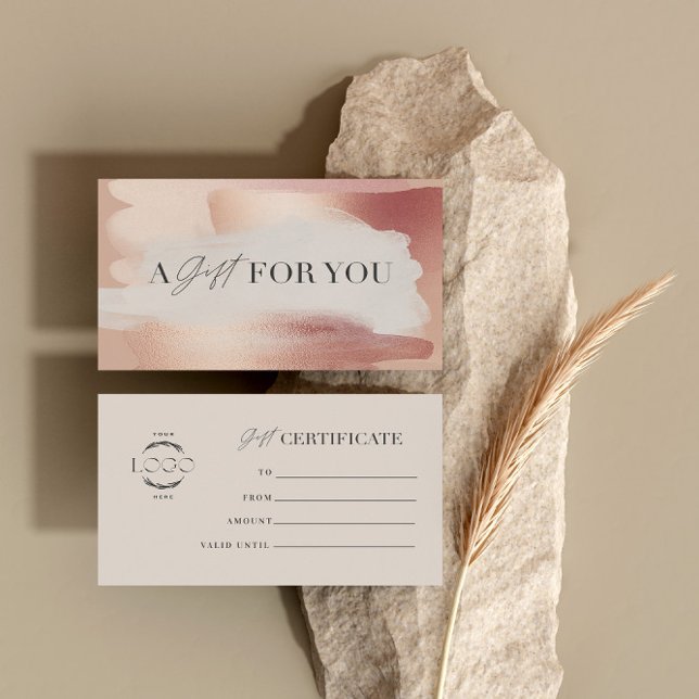 Certificado de Presente Rosa Bege Elegante Dourado (Criador carregado)