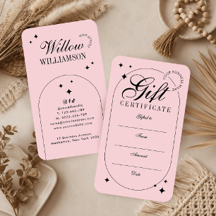 Certificado de Presente Rosa Blush com Letra Vinta