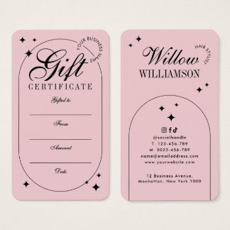 Certificado de Presente Rosa Blush com Letra Vinta