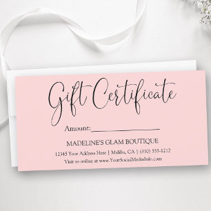 Certificado de Presente Rosa de Negócios da Caligr