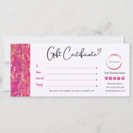 Certificado de Presente Rosa e Dourado Quente
