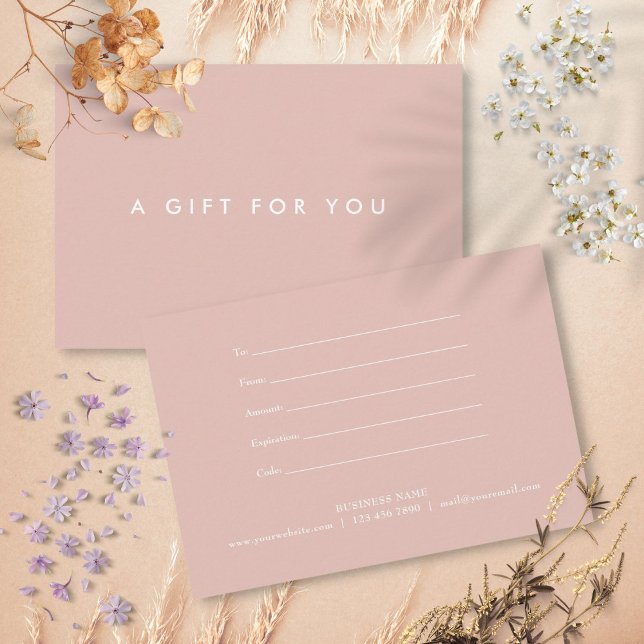 Certificado de Presente Rosa Elegante Simples Femi (Simple Elegant Girly Pink Gift Certificate)