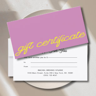 Certificado de Presente Rosa Mauve de Letra Modern