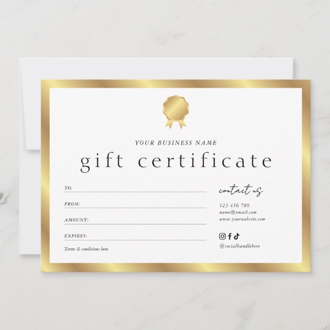 Certificado de Presente Salon Glam Gold Effect Mod (Frente)
