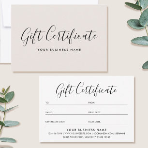 Certificado de Presente Script Cartão Minimalista