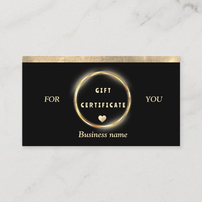 Certificado de Presente Simples Elegante Gold Foil (Frente)
