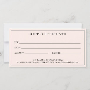 Certificado de Presente Simples Monograma Rosa