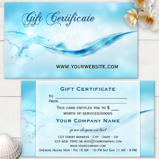 Certificado de Presente Water Splash Spa