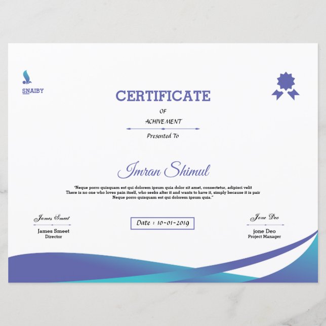 Certificado De Realização (Frente)