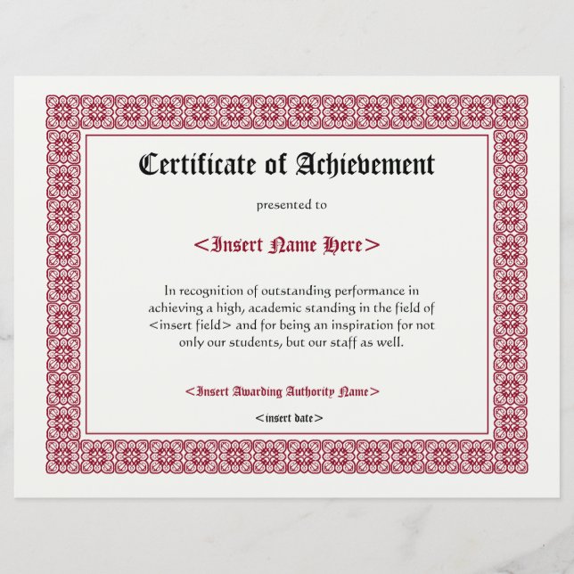 Certificado de Realização (Frente)