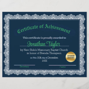 Certificado de Realização Azul e Verde