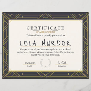 Certificado de Realização Clássico Vintage Elegant