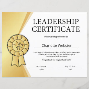 Certificado de Realização de Liderança Dourada PDF
