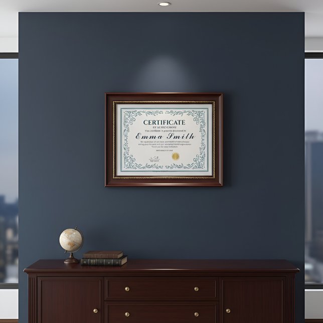 Certificado de Realização Ornate Azul Teal Clássic (Criador carregado)