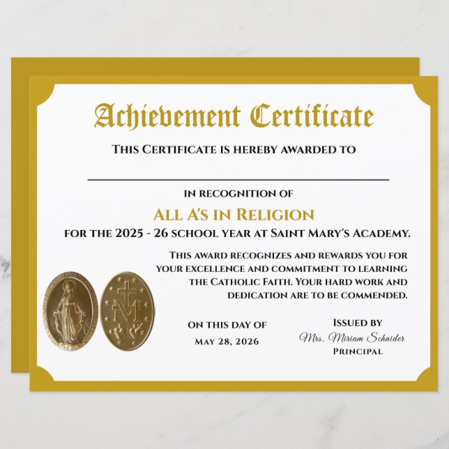 Certificado de Realização Personalizável (Frente/Verso)