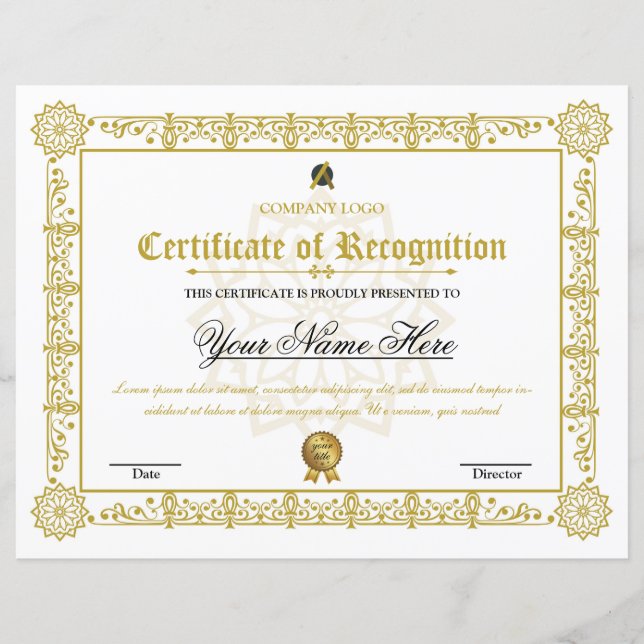 Certificado De Reconhecimento (Frente)