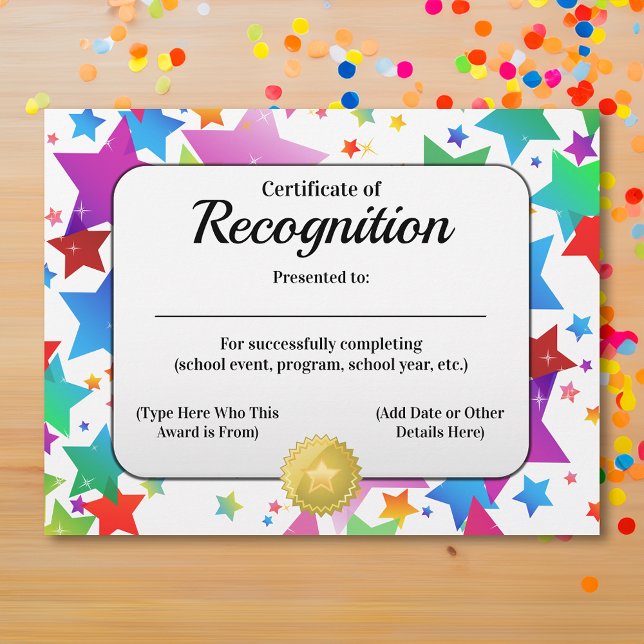 Certificado de reconhecimento personalizável 8,5x1 (certificate of recognition)