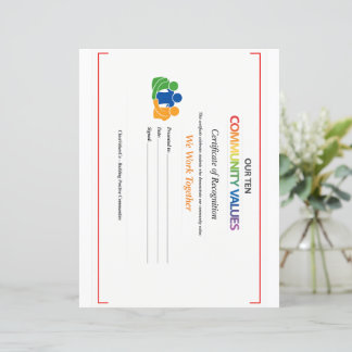 Certificado de Valor Compartilhado Cabeçalho de Ca