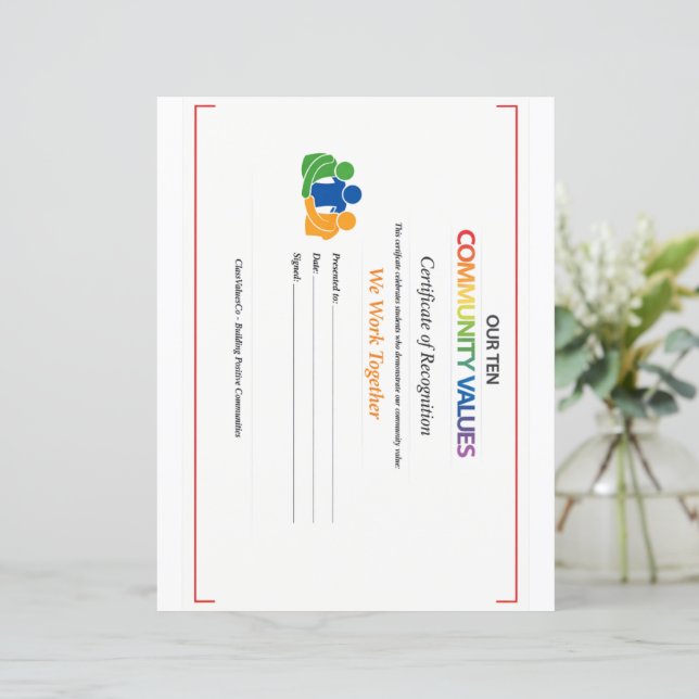 Certificado de Valor Compartilhado Cabeçalho de Ca (Em pé/Frente)