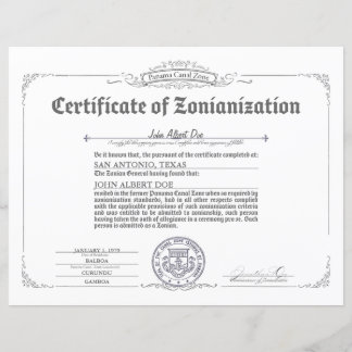 Certificado de Zonianização