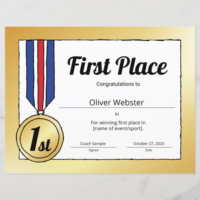 Certificado desportivo de 1rua (Frente)