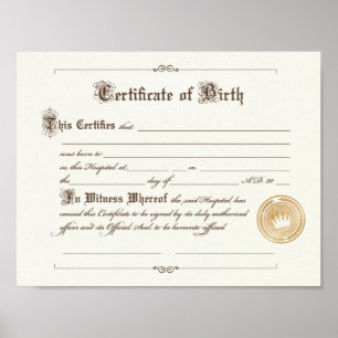 Certificado do impressão da arte do nascimento
