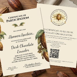 Certificado do Workshop de Chocolate Preto Vintage