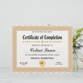 Certificado Dourado Elegante de Conclusão - Modern