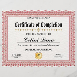 Certificado Dourado Elegante de Conclusão - Modern