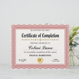 Certificado Dourado Elegante de Conclusão - Modern